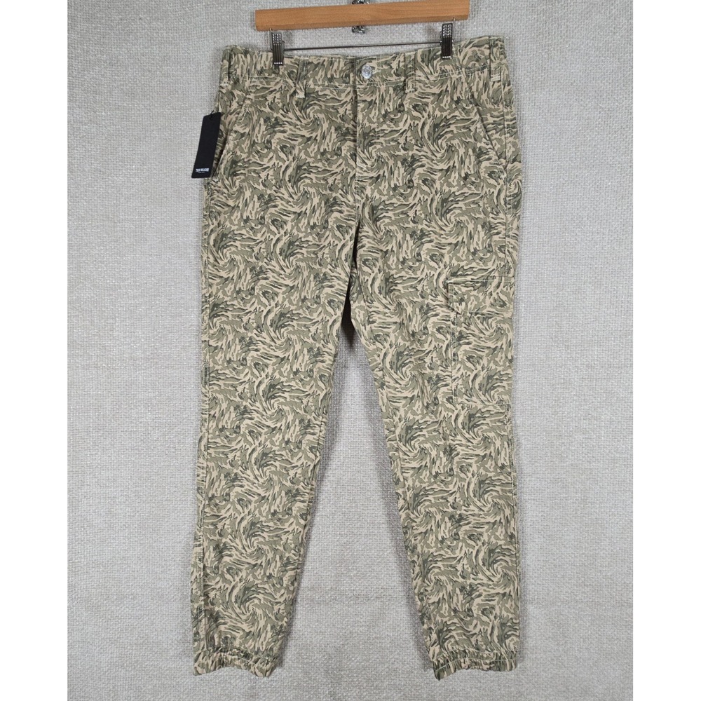 True Religion Mens Swirl Camo Cargo Jogger Pants Olive Tan Size Large NEW